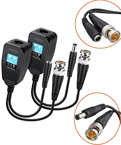 BeElion 2-Pair in Pack HD-CVI/TVI/AHD Passive Video Balun with Power Connector,BNC to UTP RJ45 CAT5 Data Transmitter - Thumbnail 2