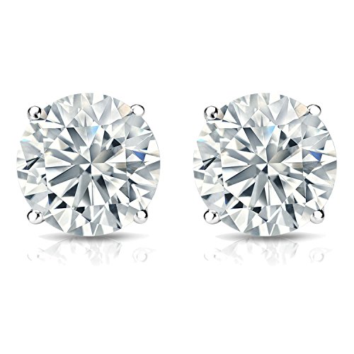 GIA Certified Platinum Round Diamond Stud Earrings 4-Prong (5.00 cttw, J-K, SI2-I1) SB