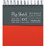 Global Art 6-Inch by 6-Inch Flip Sketch Wire Bound Blank Sketchbook, Madarin, 100 Pages
