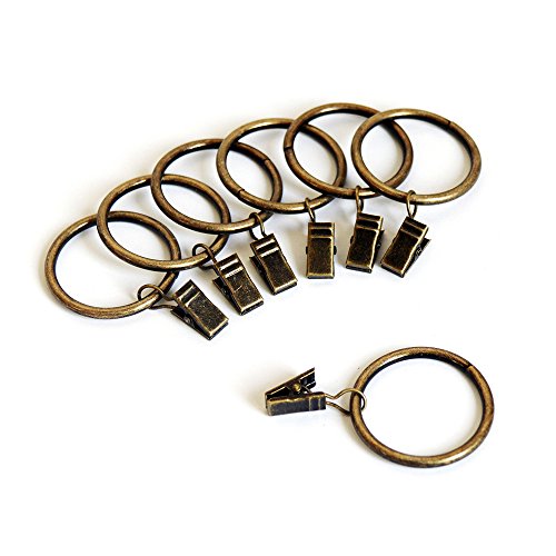 Alytimes 42pack Bronze Metal Curtain Rings with Clips (1", Bronze) - Thumbnail 3