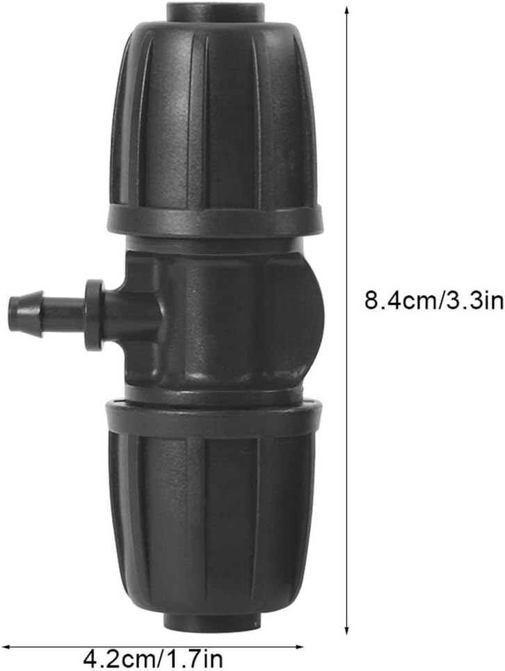 Fdit 10Pcs 16mm to 4/7 Garden Lock Barbed Garden Connector Tee Connector for PE Hose Garden Irrigation, Defult, 8.4 x 4.2 cm - Image 3