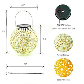 Walensee Solar Outdoor Lights, Hanging Garden Lantern for Patio, Yard. Metal Decorative Waterproof Table Lamp, Retro LED… 51IcVJEN OL