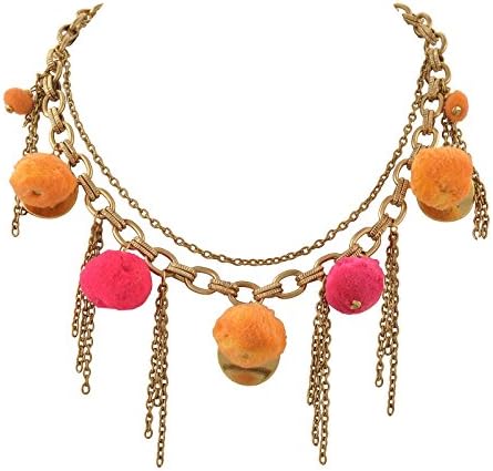 Ornamenta Fashion Beaded Choker Necklace with Pompoms Tassels for Girls