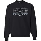 Wild Bobby Vintage Ford Mustang Silver Honeycomb Grill Distressed Cars and Trucks Unisex Crewneck Graphic Sweatshirt