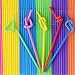 Long Drinking Straws, 200 Pack, 10-13 inches, Individual Package Disposable Flexible Plastic Straws, Colored