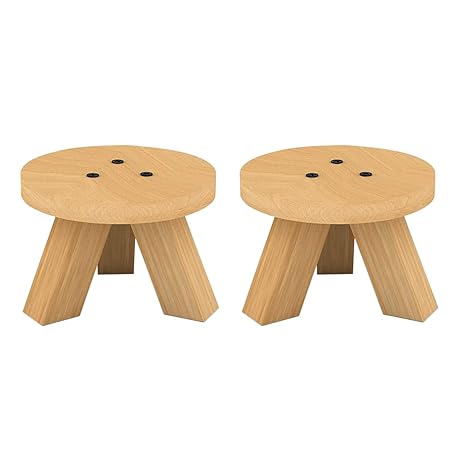 Dantawood Pine Wooden Single Planter Stand for Balcony Indoor Outdoor Garden Flower Succulent Plant Pot Holder (7 Inch Round, 2)[Size-L-7,W-7,H-4]