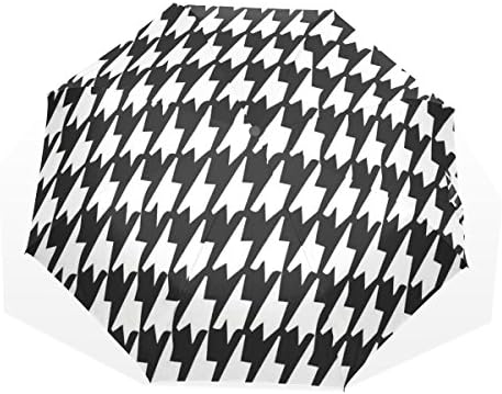 THUNANA Houndstooth Pattern Lightweight 3 Folds 8 Ribs Windproof Umbrella with Teflon Coating For Women Men Kids