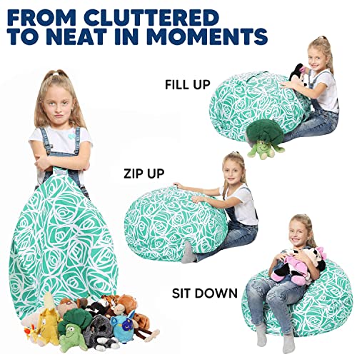 Stuffed Animal Storage Bean Bag Toy Storage Organizer and Bean Bag Chair for Kids Holds up to