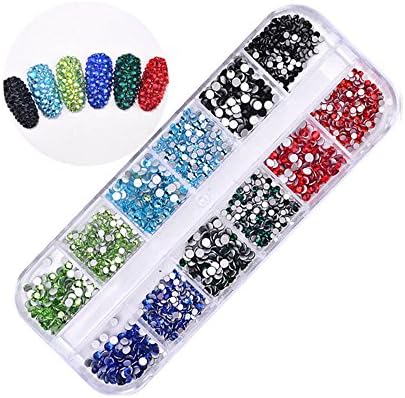 BrilliantDay 12 Grid Professional High Quality Manicure 3D Nail Art Rhinestones kit with Storage Organizer Box - Professional Art Decorations Mix Design Nail Decor Accessories#6