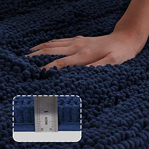 Turquoize Bath Rug Runner for Bathroom 59inx 20in Extra Large Navy Blue Striped Bath Mat Runner
