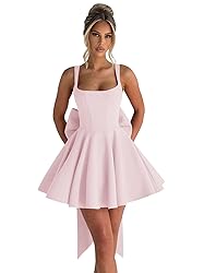 ouhati Short Satin Spaghetti Straps Homecoming