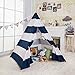 e-Joy 6' Indoor Indian Playhouse Toy Teepee Play Tent for Kids Toddlers Canvas Teepee With Carry Case With Mat (Blue Stripe)