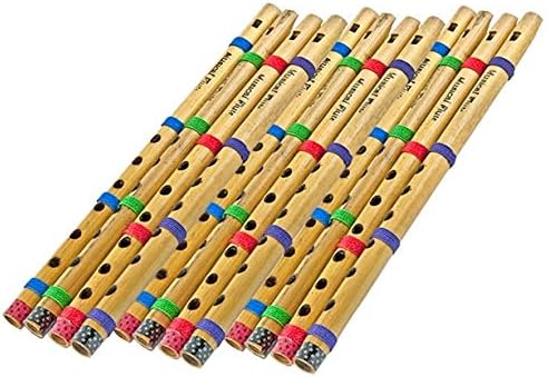 Banded BAMBOO FLUTE BANSURI BEEN BANSI Krishna India Hand-Carved Decorative Artisan Work Party Favor Gift