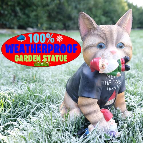 Nemmy The Gnome Hunter Garden Statue American Shorthair Kitten