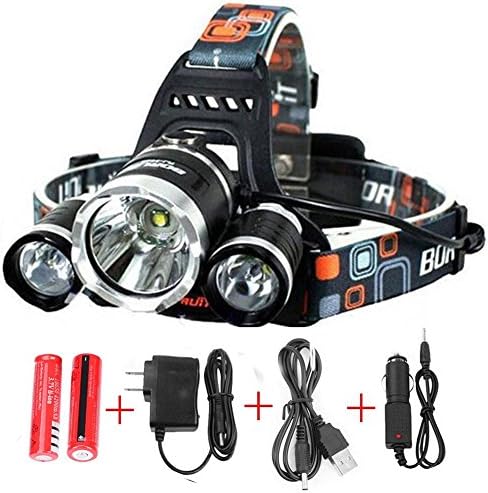 Brightest and Best 8000 Lumen Bright Headlamp Flashlight , IMPROVED LED with Rechargeable Batteries for Reading Outdoor Running Camping Fishing Walking - Waterproof Headlight