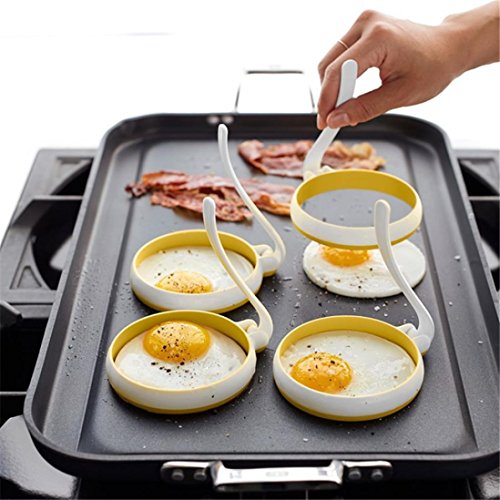 Jeeke 2Pcs Fried Egg Mold Ring,Round Egg Rings Pancake Cooker Nonstick Egg Separator For Frying Cooking (White, 2PCS) - Thumbnail 3