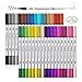 Dual Tip Brush Pens Art Markers by Tanmit, 0.4mm Fine Liners & Brush Tip Highlighters Watercolor Pens Set with Round Case for Adult Coloring Books