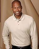 UltraClub Adult Long-Sleeve Whisper Pique Polo