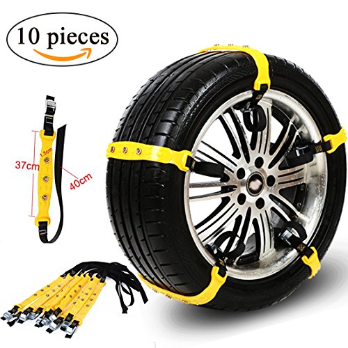 Anti Slip Tire Snow Chains Adjustable Tyre Emergency Safety Chains Portable Winter Anti-skid Chains Fit for Width185mm-295mm Most Car SUV Trucks 10Pcs/Pack