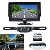 Backup Camera and Monitor Kit for Car, GerTong Universal Waterproof Rear View License Plate Car Backup Camera with 4.3 Inches LCD Monitor