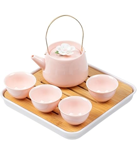 Amazon.com | Porcelain Tea Set Square Shape 20 fl oz Teapot with 4