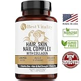 BestVitality 100% Natural Hair, Skin, Nails, Beard & Stache Hair-Growth Supplement. This formula contains Vitamin E, B1 Thiamine, B2 Riboflavin, B5 Pantothenic Acid, Biotin, Zinc, Copper and Collagen