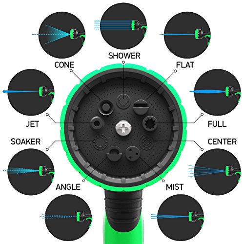 [NEW 2018] Expandable Garden Hose 50Ft Extra Strong – Brass Connectors with Protectors 100% No-Rust & Leak, 9-Way Spray Nozzle - Best Water Hose for Pocket Use - 100% Flexible Expanding up to 50 ft - Thumbnail 4