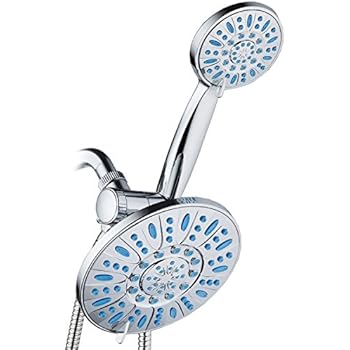 Antimicrobial/Anti-Clog High-Pressure 30-setting Rainfall Shower Combo by AquaDance with Microban Nozzle Protection from Growth of Mold Mildew & Bacteria for Stronger Shower! Wave Blue