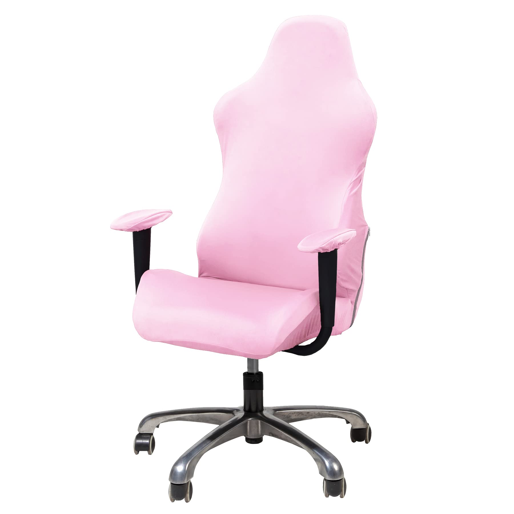 Photo 1 of WOMACO Gaming Chair Slipcover Stretch Seat Chair Cover for Leather Computer Reclining Racing Ruffled Gamer Chair Protector (Pink, One-size)