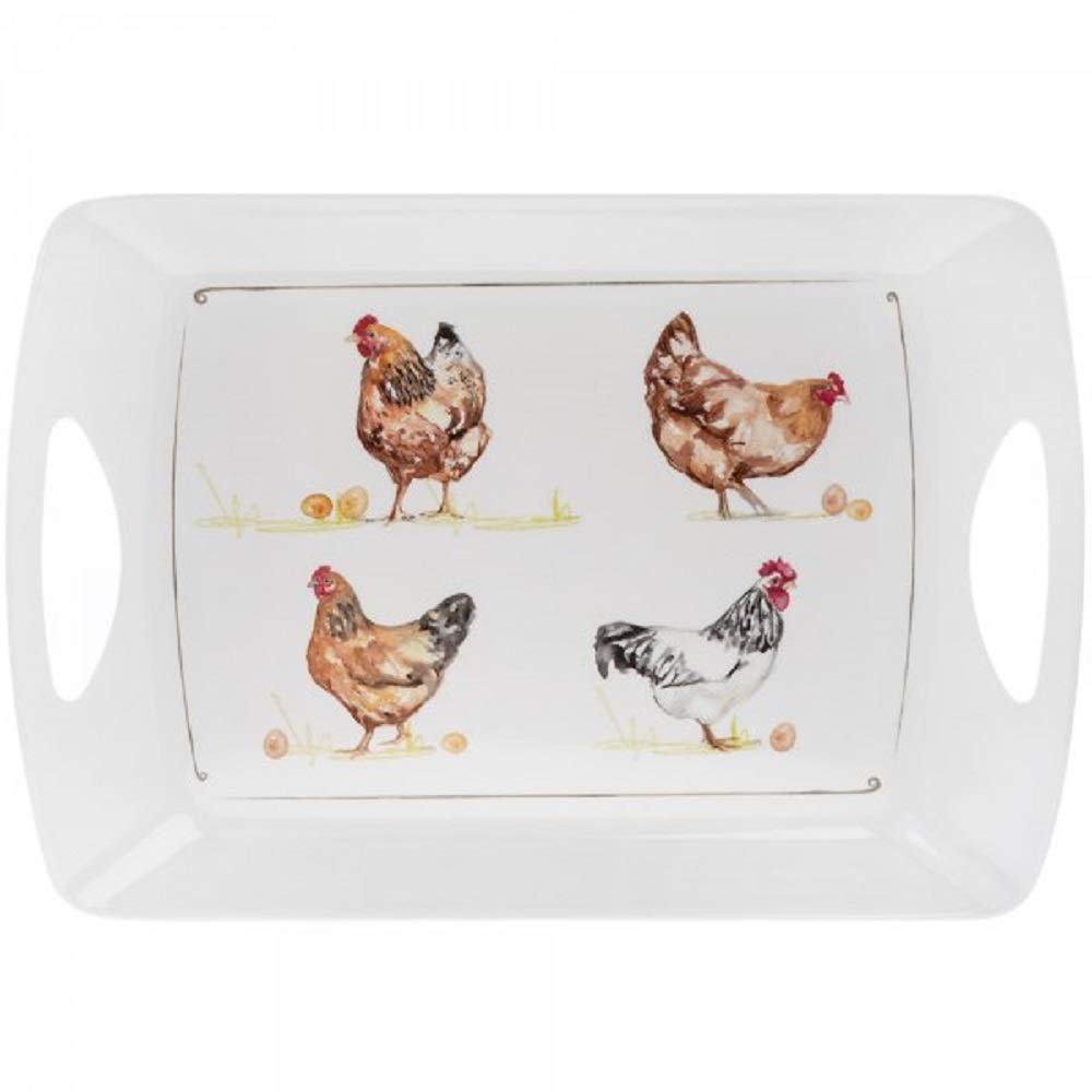 The Leonardo Collection Country Chickens Large Melamine Tray with Handles