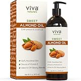 Viva Naturals Sweet Almond Oil, Hexane Free for Skin and Hair, 16 oz / 473 ml