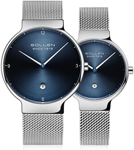 His and Hers Watch, Elegant 6.95mm Ultra-Thin Analog Waterproof Quartz Couple Watch,1 Pair Lovers' Watch SL-9015
