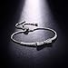 Bella Lotus Cute Bowknot 18k White Gold Plated Charm Bracelet Diamond CZ Paved, 2 Colors