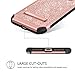 iPhone 8 Plus Case Kickstand GUAGUA Women Girls Slim Glitter Bling Dual Layer Hybrid Hard PC Cover with Shinny PU Leather Chrome Shockproof Protective Phone Cases for iPhone 8 Plus,Rose Gold/Pink