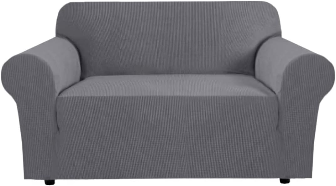 Slipcovers - Stretch Couch Cover Loveseat Covers for 2 Cushion Couch Loveseat Slipcover|Sofa Cover for Loveseat 1 Piece with Elastic Bottom, Textured Checked Jacquard Fabric(Loveseat 58