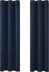 Deconovo Solid Curtains Navy Blue 42 x 90 Inch 2 Panels Thermal Blackout Eyelet view 1