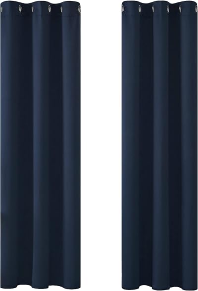 Deconovo Solid Curtains Navy Blue 42 x 90 Inch 2 Panels Thermal Blackout Eyelet