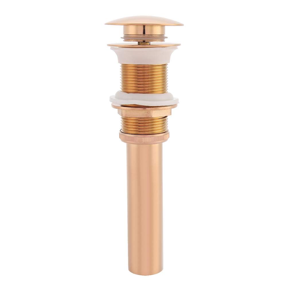 GOTOTOP Basin Sink Unslotted Up Click Clack Sprung, Plug Up Drain Assembly Non-Overflow for Bathroom Sink (Rose Gold)
