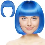 Aomig 3 Pack Short Light Blue Wigs Set with 2 Caps Synthetic Cosplay view 8