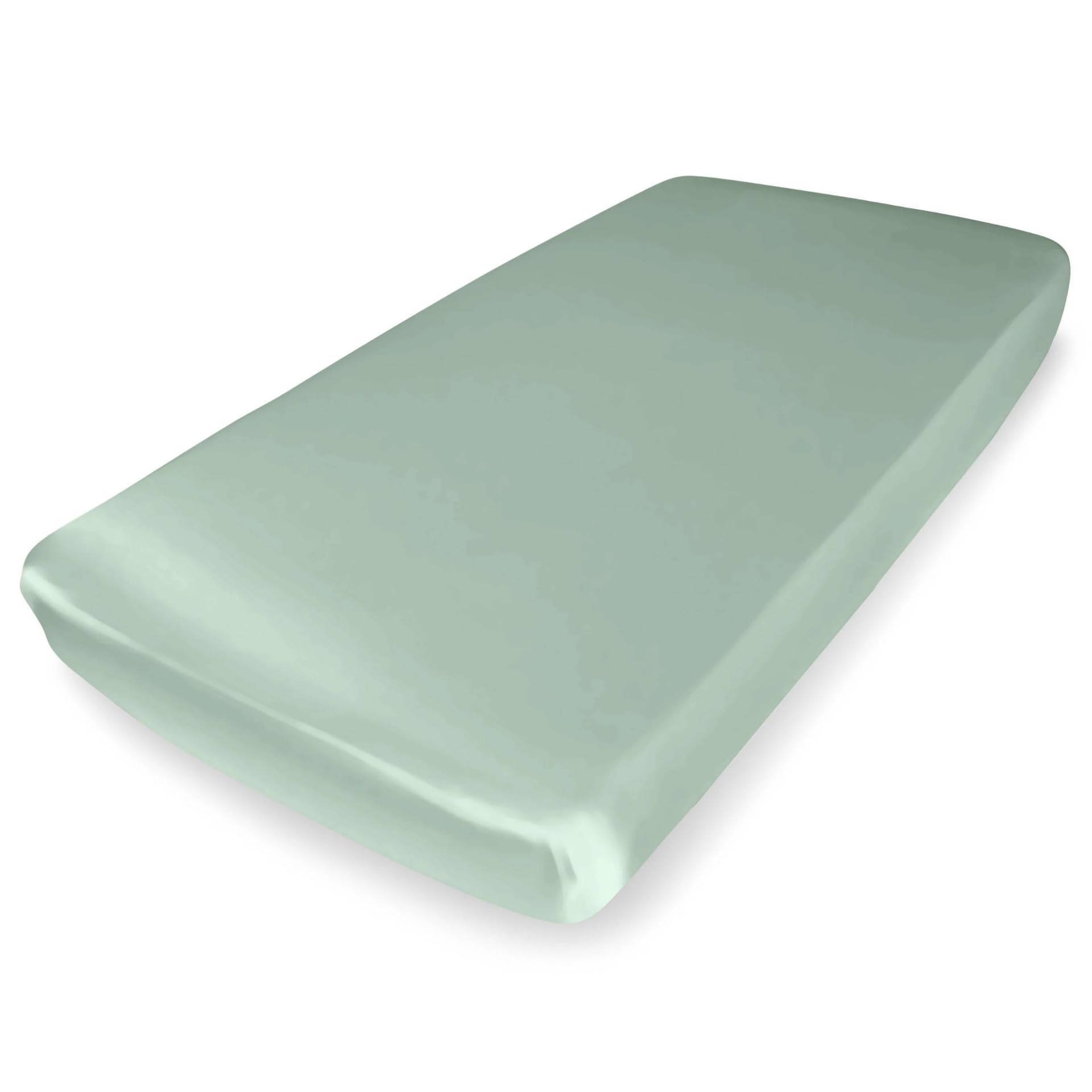 Mulberry Park Sábana bajera de seda ajustable para cuna – Ropa de cama pura de 19 momme de grado 6A para niños pequeños – Suave para la delicada piel del bebé, ayuda con la calvicie, el eczema, la piel seca y la costra láctea – 28 x 52 / Goodnight Green