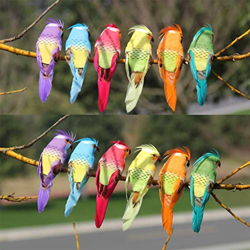 Clearance Sale!UMFun 12PC/Set Parrots Artificial Birds Model Outdoor Home Garden Lawn Tree Decor - Thumbnail 2