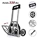 KingSo 330-lb Folding Hand Truck Heavy Duty Capacity Portable Aluminum Alloy Cart and Dolly for Luggage Travel Office Auto Moving, PVC Wheels with Double Bearings and Adjustable Handle