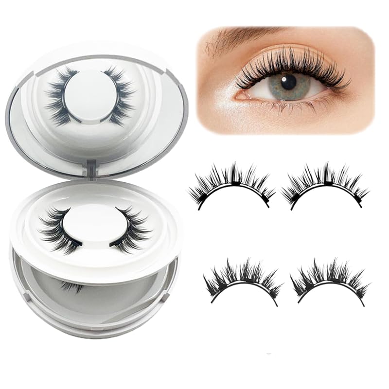 Photo 1 of 2 Pairs Magnetic Eyelashes with Applicator, Natural Look Magnetic Lashes Reusable False Eyelashes Kit Easy to Wear and Remove for Women (black+Natural+Fuller)