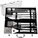 BBQ Grill Tools Set with Premium Aluminum Case - 10 Heavy Duty Stainless Steel Professional-Quality Grill Utensils/Barbecue Tools for Complete Outdoor Grilling | In a Portable Case