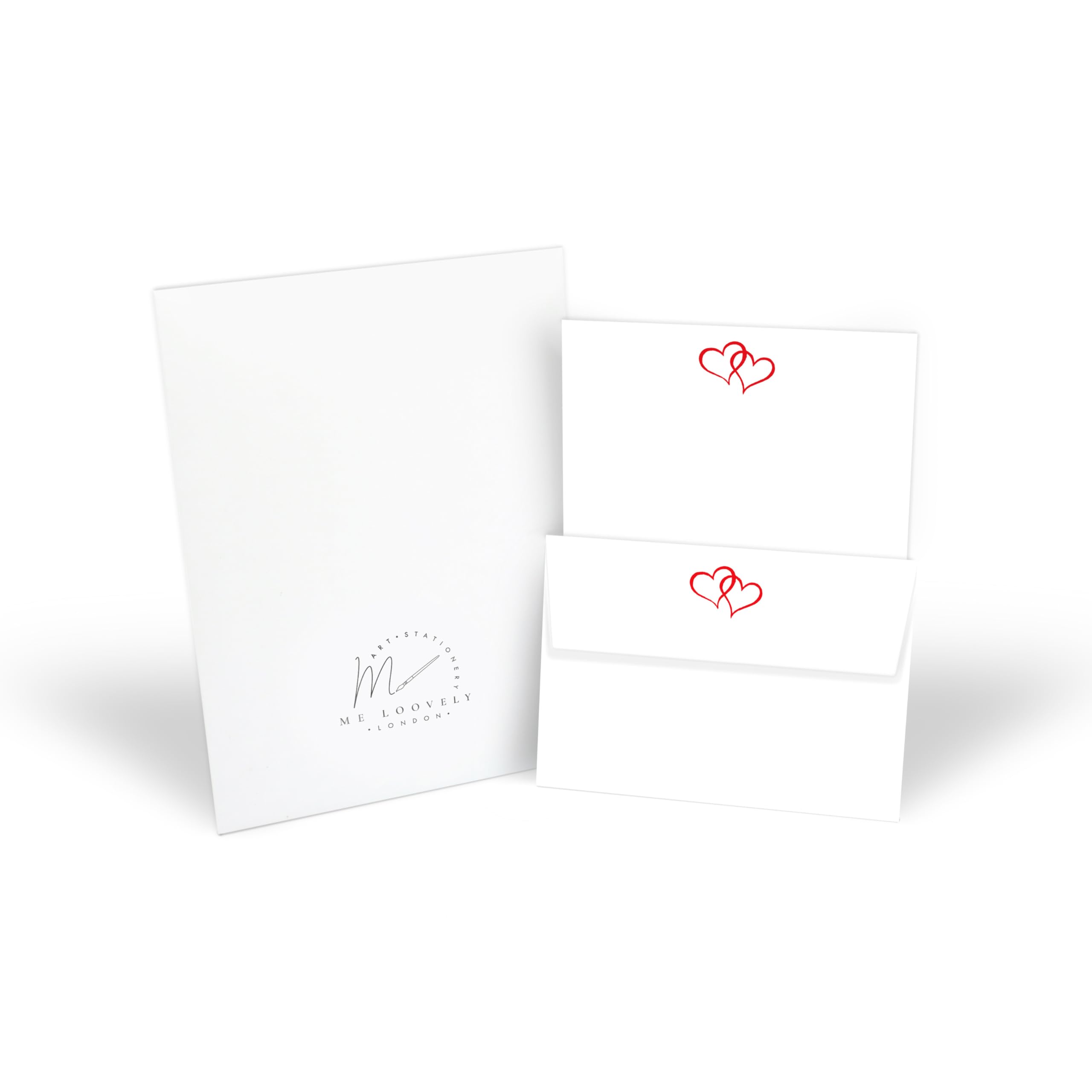 Me Loovely Double Red Love Heart Letter Writing Papers and Envelopes Set Papers A5 Size Stationary Letter Writing Supplies for Home | Christmas Gifts (10 Letters and 10 Envelopes with Gift Envelope)