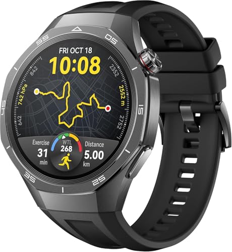 HUAWEI WATCH GT 5 Pro 46 mm Smartwatch for men, Titanium Alloy, Golf Watch, Health Tracking, ECG monitoring, up to 14 Days Battery Life, GPS, Bluetooth call, iOS& Android Compatible, Black
