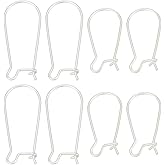 CRAFTYMELODY 8Pcs 2 Styles 925 Sterling Silver Earrings Hooks Ear Wire Hooks Silver Earring Findings Parts Lever Back Dangle Teardrop Ear Wire Connector for DIY Jewelry Making Supplies