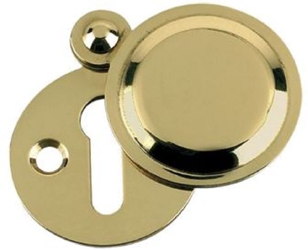 IRONZONE® Victorian Keyhole Covered Escutcheon, Protects The Door from Rusting and Damage, Essential Item to give a Polished Look to Your Door Polished Brass 32mm