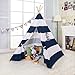e-Joy 6' Indoor Indian Playhouse Toy Teepee Play Tent for Kids Toddlers Canvas Teepee With Carry Case With Mat (Blue Stripe)