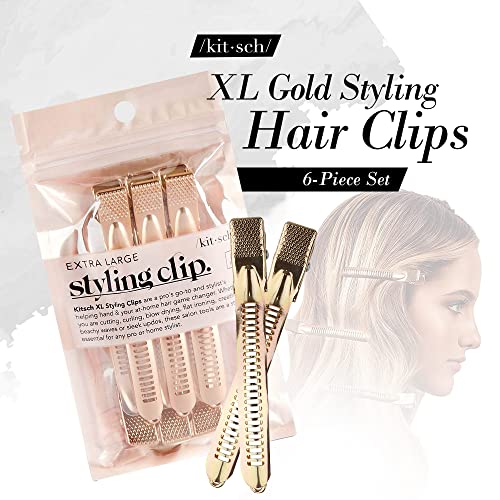 Kitsch XL Gold Styling Hair Clips Duck Bill Aluminum Clips Pack of